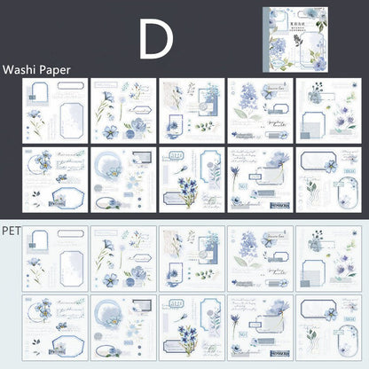 Programmed Flowering Stickers Book | PET Washi Paper Sticker Book | Journal Scrapbooking Collage Crafting Supplies | Planner Stickers