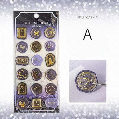 18pcs Hot Stamping Fire Paint Seal Stickers | Envelope Sealing | Wax Sealing Sticker | Junk Journal Planner Supplies | Gift Wrapping