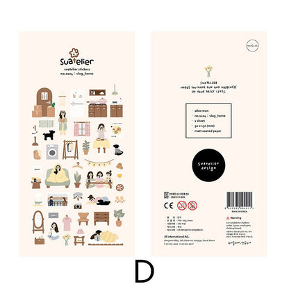 Suatelier Korean Daily Life Aesthetics Stickers | Kawaii Planner Decorative Stickers | Bujo Junk Journal Collage Scrapbooking Supplies