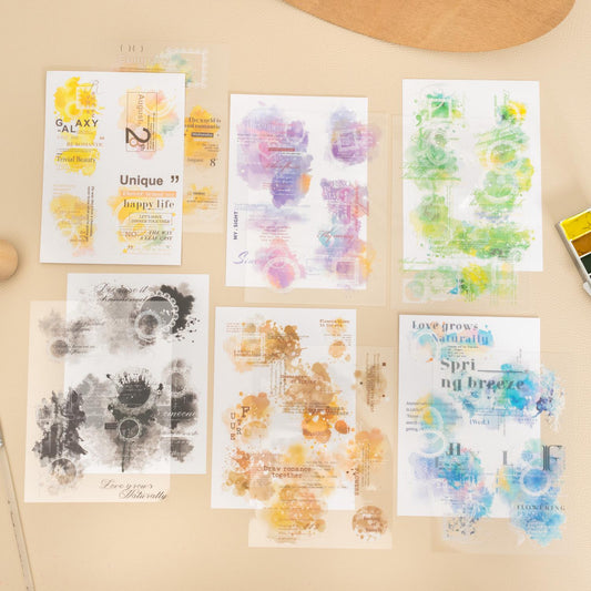 Watercolor Album PET Washi Stickers | Full die cut stickers | Journal Scrapbooking Collage Crafting Supplies | Planner Stickers