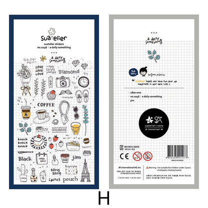 Suatelier Korean Daily Life Aesthetics Stickers | Kawaii Planner Decorative Stickers | Bujo Junk Journal Collage Scrapbooking Supplies