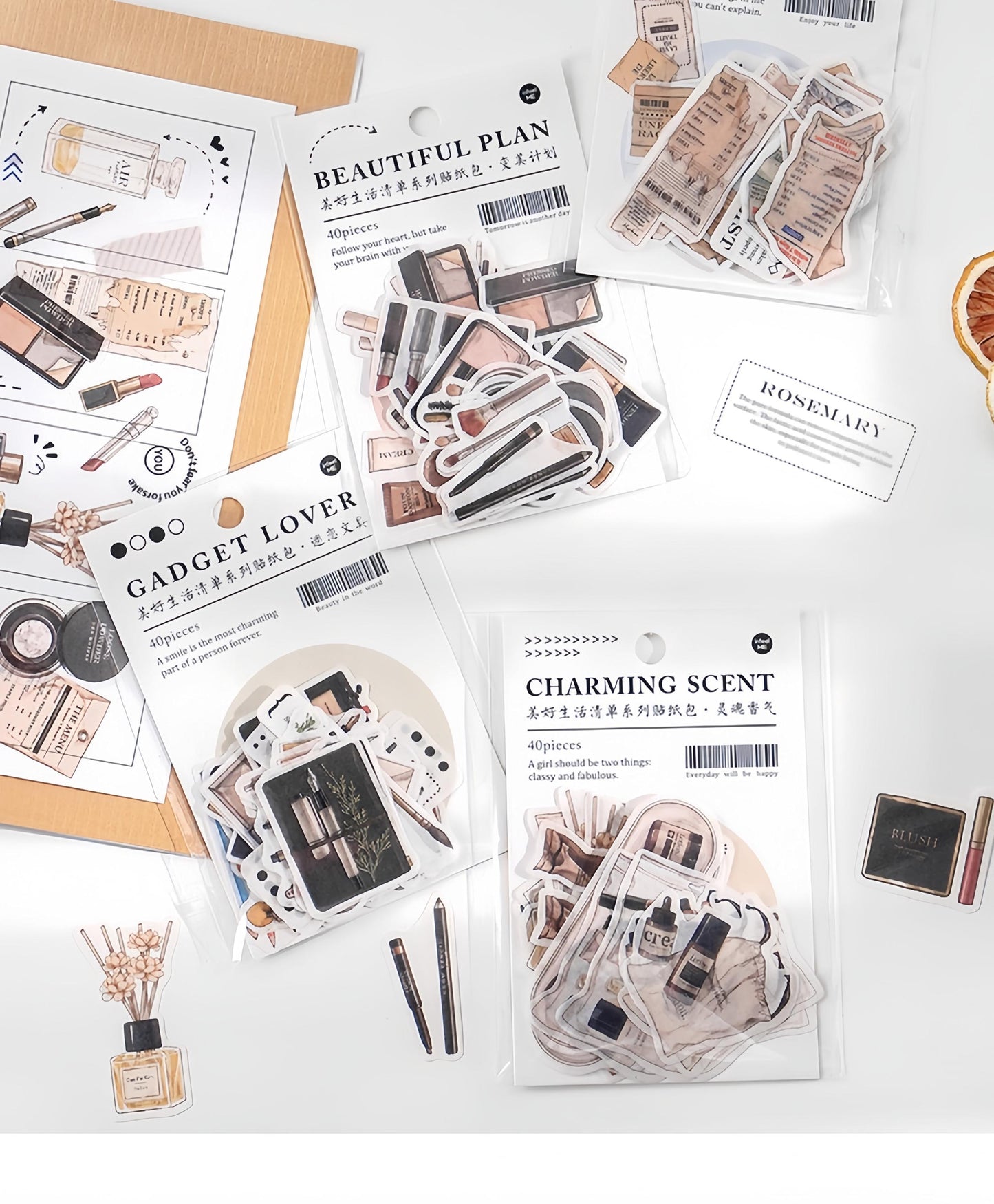 Good Life Decorative Stickers | Beauty Makeup Stationery Perfume |  Scrapbooking Journal Planner Sticker Pack | Die Cut Stickers