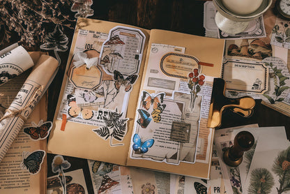 200pcs Vintage Nature Butterfly Junk Journal Starter Kit | Ephemera Garden Flowers Stickers |  Deco Material Paper | Collage Journal Supply