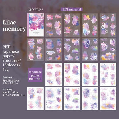 Watercolor Album PET Washi Stickers | Full die cut stickers | Journal Scrapbooking Collage Crafting Supplies | Planner Stickers