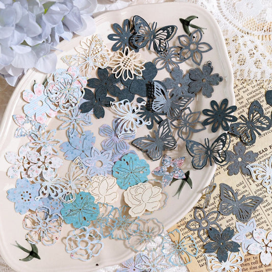 50pcs Hollow Flower Butterfly Collage Material Pack | Junk Journal Kit | Creative DIY Journaling Scrapbooking Supplies
