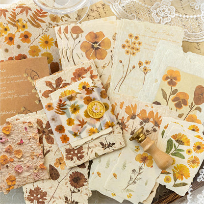 Flower Language Retro Material Paper Pack | Flowers Background Paper Junk Journal Kit | Material Pack | Journaling Scrapbooking Supplies