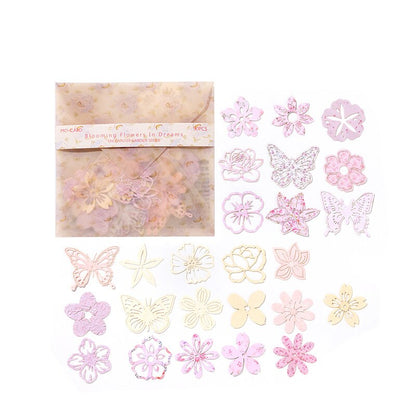 50pcs Hollow Flower Butterfly Collage Material Pack | Junk Journal Kit | Creative DIY Journaling Scrapbooking Supplies