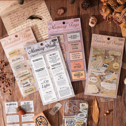 Time Badge Retro Word Sticker Pack | Inspirational Quotes Stickers | Vintage Journal Scrapbooking Collage Crafting Supplies |Planner Sticker