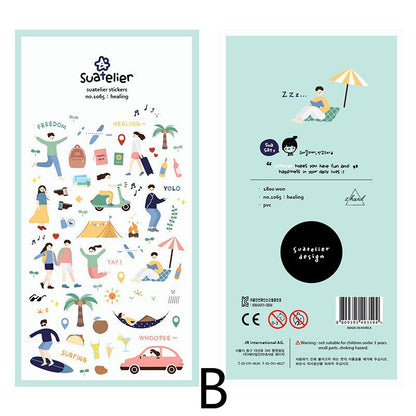 Suatelier Korean Travel Themed Stickers | Kawaii Planner Decorative Stickers | Bujo Junk Journal Collage Scrapbooking Supplies
