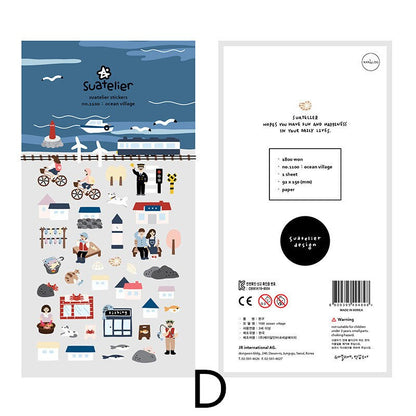 Suatelier Korean Travel Themed Stickers | Kawaii Planner Decorative Stickers | Bujo Junk Journal Collage Scrapbooking Supplies