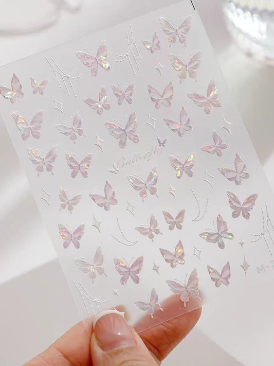 Dreamy Butterfly Sticker Sheet | Cup Phone Case Earphone Case Decoration Stickers | Planner Journal Scrapbooking Kids Craft Supplies