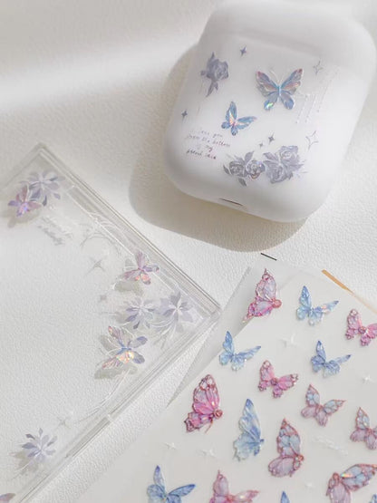 Dreamy Butterfly Sticker Sheet | Cup Phone Case Earphone Case Decoration Stickers | Planner Journal Scrapbooking Kids Craft Supplies