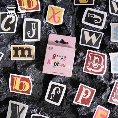 52pcs Retro Letter Sticker Pack | Retro Alphabet | Junk Journal Stickers | Planner Sticker Set | Scrapbooking Kids Craft Supplies