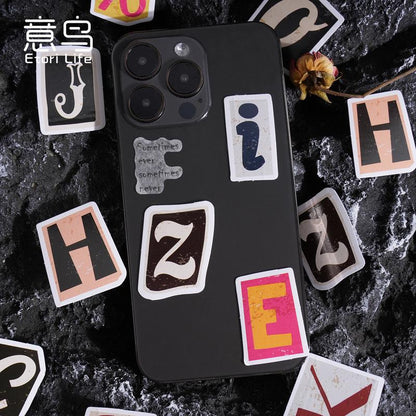 52pcs Retro Letter Sticker Pack | Retro Alphabet | Junk Journal Stickers | Planner Sticker Set | Scrapbooking Kids Craft Supplies