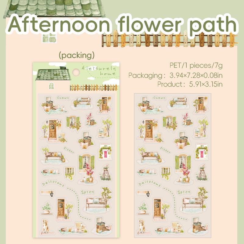 Adorable Home Scene PET Stickers | Kawaii Planner Journal Decorative Stickers | Bujo Junk Journal Collage Scrapbooking Supplies