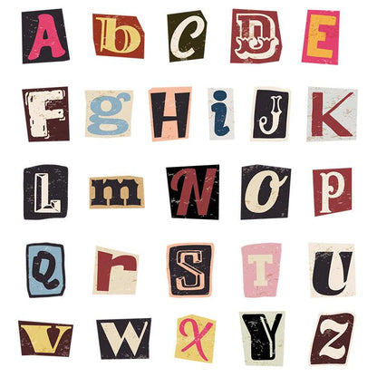 52pcs Retro Letter Sticker Pack | Retro Alphabet | Junk Journal Stickers | Planner Sticker Set | Scrapbooking Kids Craft Supplies