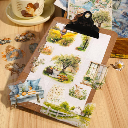 20 Sheets Four Seasons Journey Sticker Book | Girls and Scenery Sticker Book | Planner Stickers for Junk Journal Scrapbooking Projects