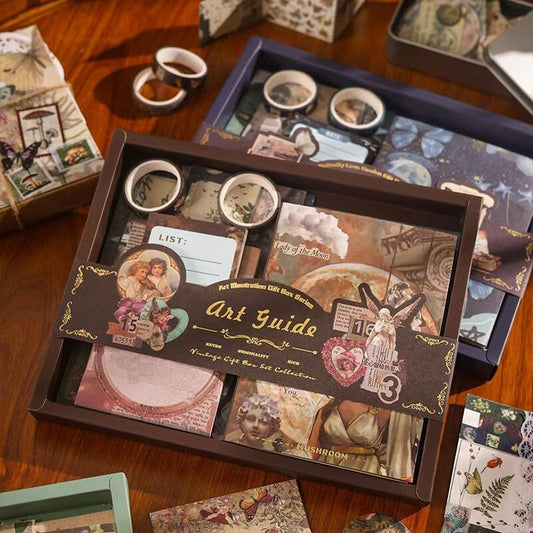 125pcs A6 Notebook Vintage Journal Material Sticker Gift Box | Collage Kit | Vintage Junk Journal Supplies