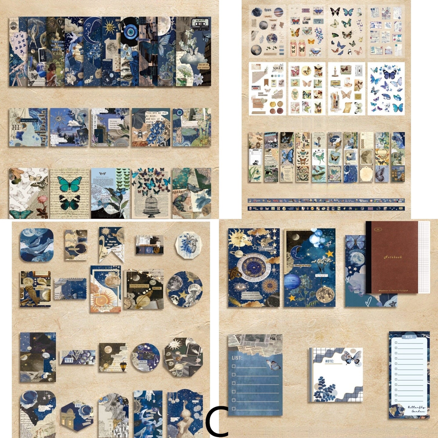 125pcs A6 Notebook Vintage Journal Material Sticker Gift Box | Collage Kit | Vintage Junk Journal Supplies
