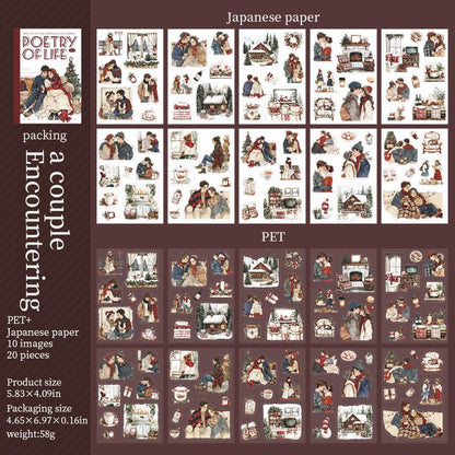 Poetic Life 20 Sheets Character Girl Life Aesthetic Sticker Book｜Planner Junk Journal Decorative Stickers Scrapbooking Collage Supplies