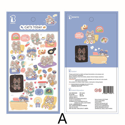BONITO Korean Cute Emoji Dog Cat Stickers | Kawaii Animal Planner Decorative Stickers | Bujo Junk Journal Collage Scrapbooking Supplies