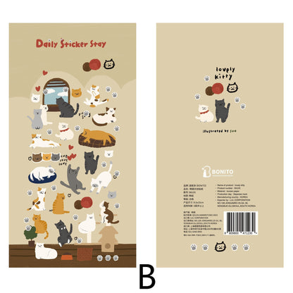 BONITO Korean Cute Emoji Dog Cat Stickers | Kawaii Animal Planner Decorative Stickers | Bujo Junk Journal Collage Scrapbooking Supplies