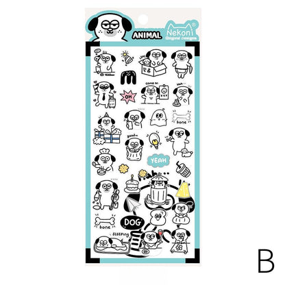 Nekoni Korean Cute Panda Dog Bear Sheep Stickers | Kawaii Animal Planner Stickers Junk Journal Scrapbooking Collage Supplies