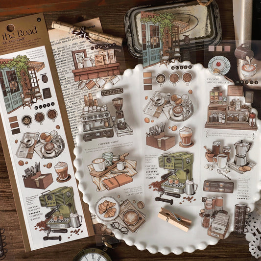 Life Aesthetics Retro Sticker Pack｜ Coffe Stickers ｜ Planner Sticker Set ｜ Junk Journal ｜ Die Cut Deco Stickers | Scrapbooking Supplies