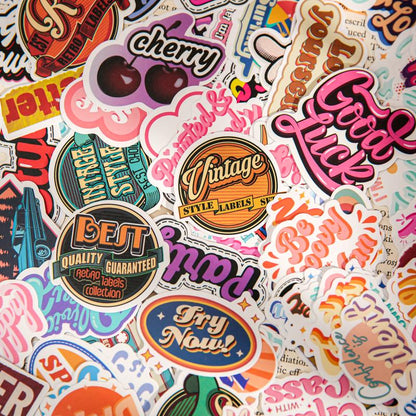 100pcs Retro Special Stickers | Decorative Sticker | English Words Sticker | Planner Sticker |Journal Scrapbooking Collage Crafting Supplies