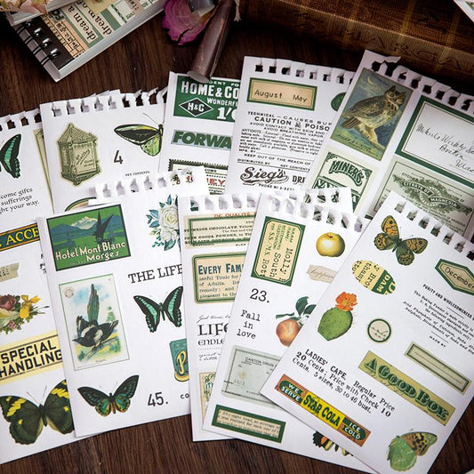 50 Sheets Vintage Sticker Book | Retro Stickers | Planner  Junk Journal Bullet Journal Starter Collage Planner Supplies Accessories