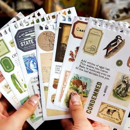 50 Sheets Vintage Sticker Book | Retro Stickers | Planner  Junk Journal Bullet Journal Starter Collage Planner Supplies Accessories
