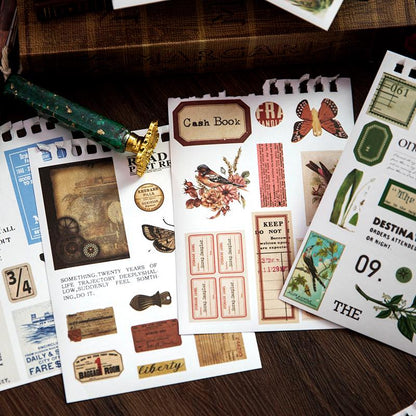 50 Sheets Vintage Sticker Book | Retro Stickers | Planner  Junk Journal Bullet Journal Starter Collage Planner Supplies Accessories