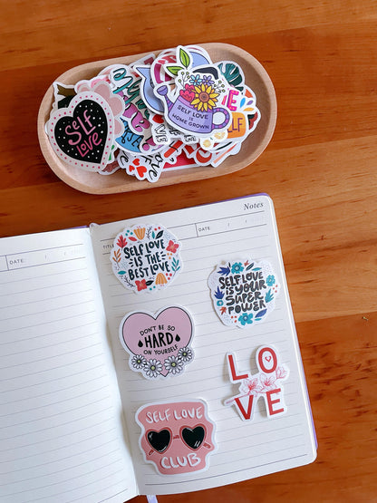 50pcs Self Love Stickers | Selfcare Sticker Pack | Vinyl Stickers | Laptop Luggage Decal Phone Kindle Water Bottle Stickers Planner Journal
