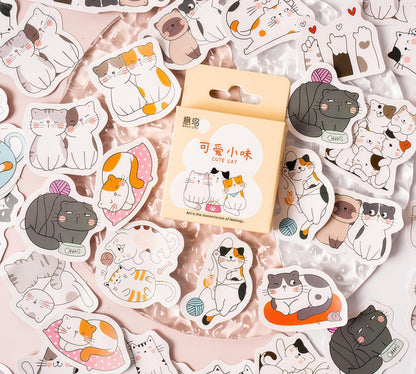 46pcs Cute Cat Sticker Pack | Junk Journal Stickers | Planner Sticker Set | Scrapbooking Kids Craft Supplies
