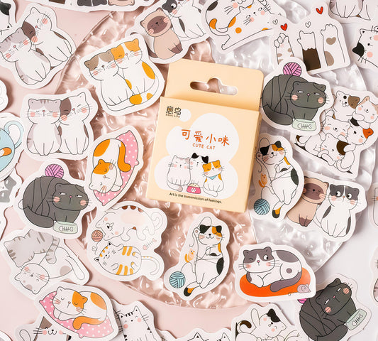 46pcs Cute Cat Sticker Pack | Junk Journal Stickers | Planner Sticker Set | Scrapbooking Kids Craft Supplies