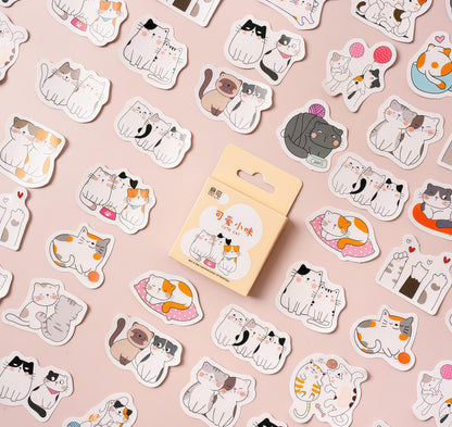 46pcs Cute Cat Sticker Pack | Junk Journal Stickers | Planner Sticker Set | Scrapbooking Kids Craft Supplies
