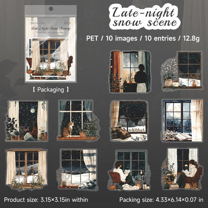 Fantastic Night View Large PET Sticker Pack | Decorative Planner Stickers | Scrapbooking Collage Junk Journal Album Sticker Supplies