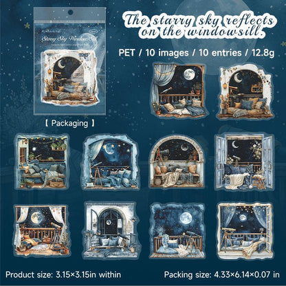 Fantastic Night View Large PET Sticker Pack | Decorative Planner Stickers | Scrapbooking Collage Junk Journal Album Sticker Supplies