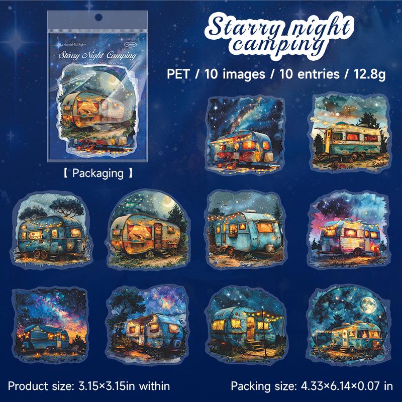 Fantastic Night View Large PET Sticker Pack | Decorative Planner Stickers | Scrapbooking Collage Junk Journal Album Sticker Supplies