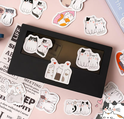 46pcs Cute Cat Sticker Pack | Junk Journal Stickers | Planner Sticker Set | Scrapbooking Kids Craft Supplies