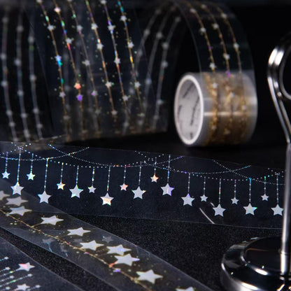 Shimmering  Star PET Tape | Stars Decorative Tape Stickers | Junk Journal Planner Bullet Journal Collage Craft Scrapbooking Supplies