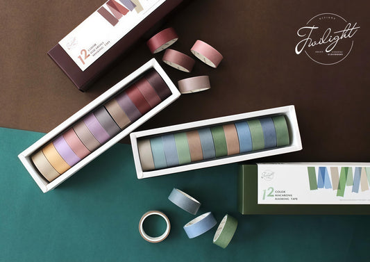 Morandi Color Functional Washi Tape Set | Solid Color Decorative Tapes | Cute Planner Bujo Journal Collage Scrapbooking Craft DIY Supplies