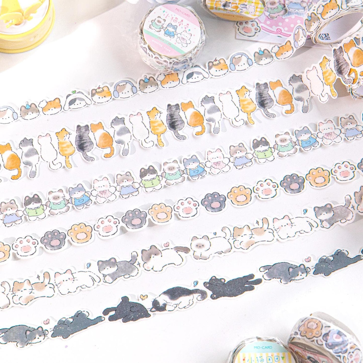 Kawaii Cat Shaped Washi Tape | Cute Kitten Decorative Tape | DIY Journal Planner Collage Scrapbooking Supplies | Kids Craft
