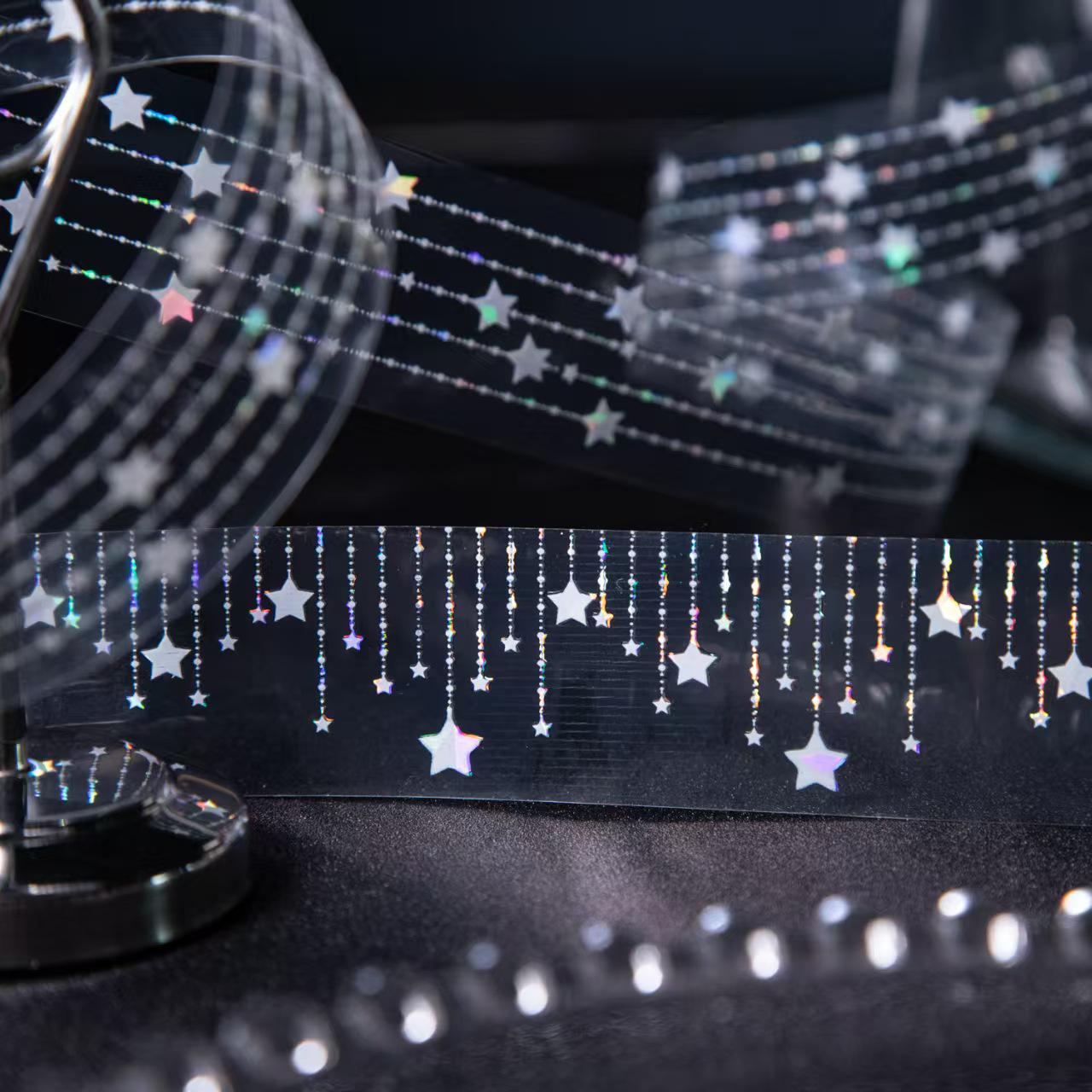 Shimmering  Star PET Tape | Stars Decorative Tape Stickers | Junk Journal Planner Bullet Journal Collage Craft Scrapbooking Supplies