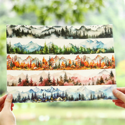 Forest Mountain Tree Landscape Tape | Nature Healing PET Tape Roll | Travel Tape | Decorative Tapes | Junk Journal Collage Supplies