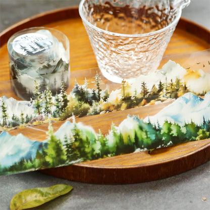 Forest Mountain Tree Landscape Tape | Nature Healing PET Tape Roll | Travel Tape | Decorative Tapes | Junk Journal Collage Supplies
