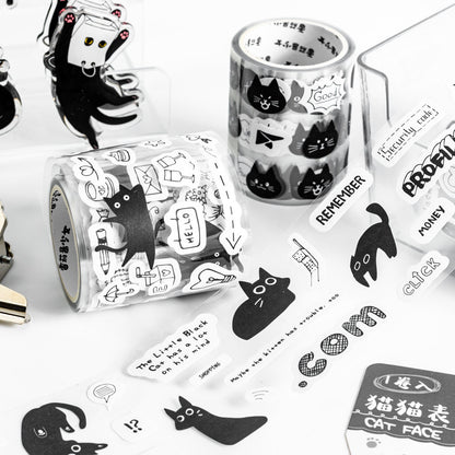Kawaii  Black Cat Tape | Cat Lover Decorative Tape Stickers | Creative DIY Journal Planner School Stationery