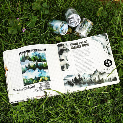 Forest Mountain Tree Landscape Tape | Nature Healing PET Tape Roll | Travel Tape | Decorative Tapes | Junk Journal Collage Supplies