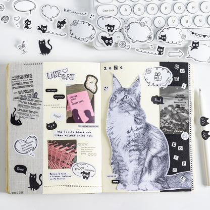 Kawaii  Black Cat Tape | Cat Lover Decorative Tape Stickers | Creative DIY Journal Planner School Stationery