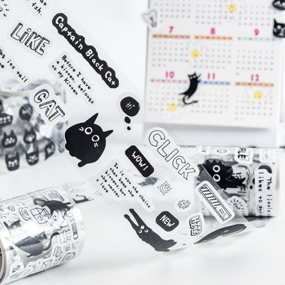 Kawaii  Black Cat Tape | Cat Lover Decorative Tape Stickers | Creative DIY Journal Planner School Stationery